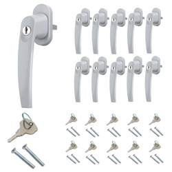 Klamka do okna z kluczykiem ze stopu SILVER 10szt