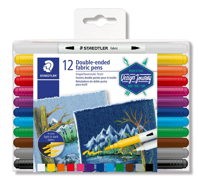 Pisaki mazaki markery dwustronne do tkanin Design Journey 12szt STAEDTLER