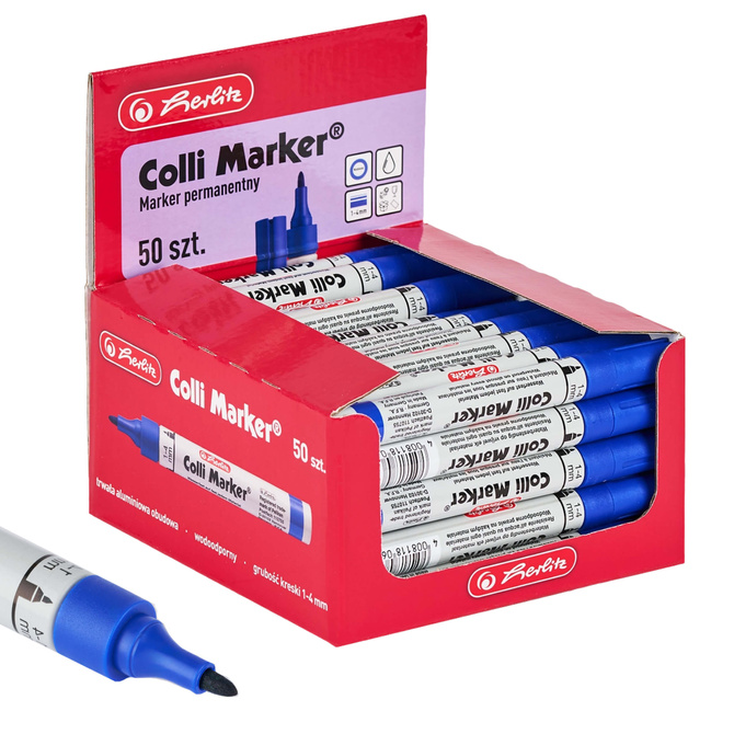 Marker permanentny wodoodporny niebieski Colli-Marker 50 sztuk HERLITZ