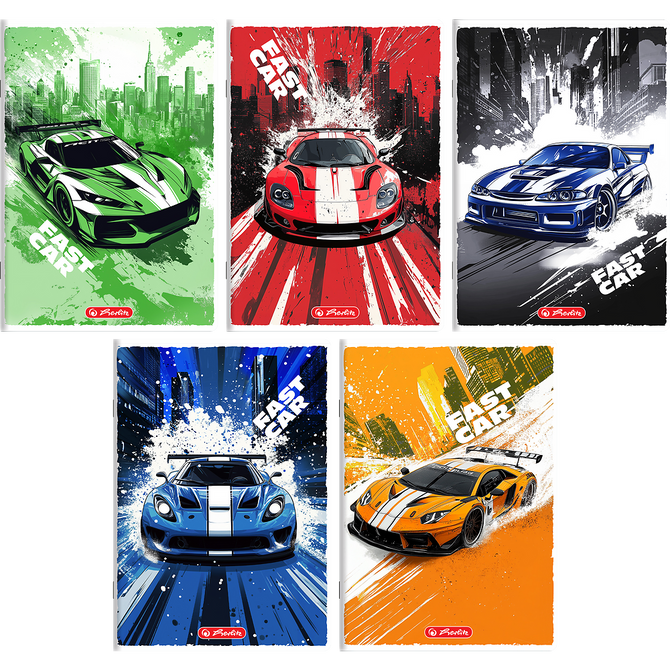 Zeszyt A5 32 kartki w kratkę z marginesem 70g/m2 Fast Car 10szt HERLITZ