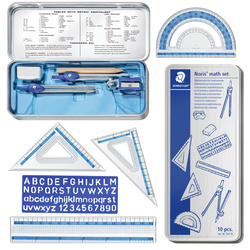 Zestaw geometryczny kreślarski cyrkiel ekierka metalowe etui 10el STAEDTLER