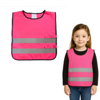 Kamizelka odblaskowa ostrzegawcza różowa dla dzieci przedszkolaków 42x45cm