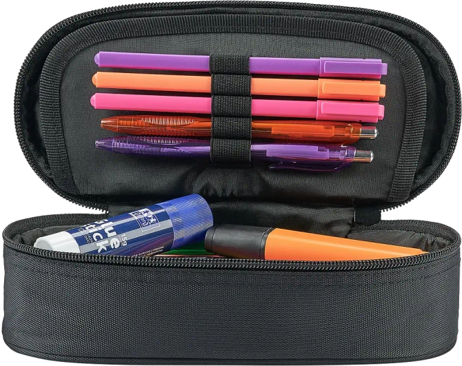 Piórnik kosmetyczka etui usztywniany z klapką czarny SCHOOL OXFORD