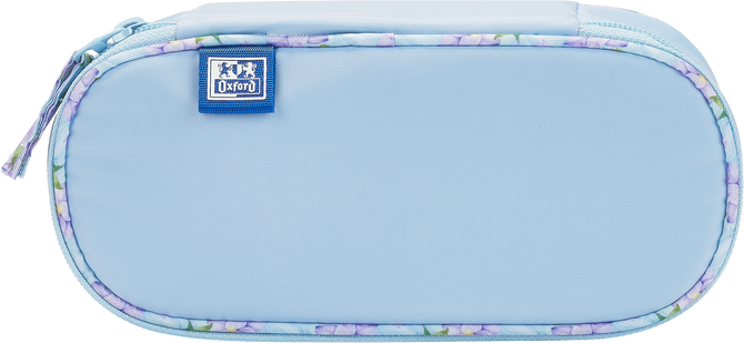 Piórnik kosmetyczka etui usztywniany z klapką błękitny Flowers OXFORD