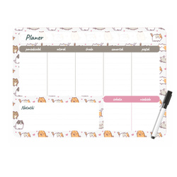 Planer na lodówkę magnetyczny tygodniowy 25x35cm + marker kotki BIURFOL