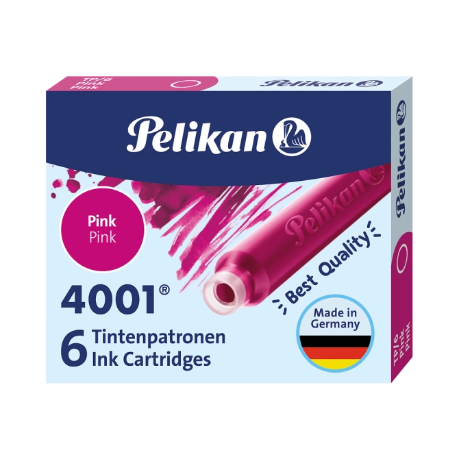 Naboje wkłady pióra wiecznego atramentowe krótkie 4001 różowe 6szt PELIKAN