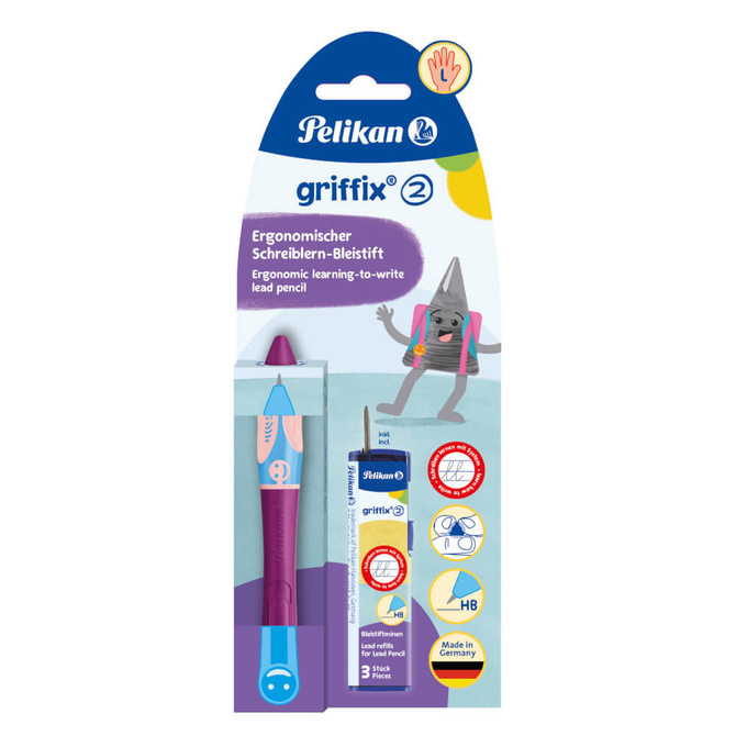 Ołówek Griffix 2 do nauki pisania Leworęczny +3 wkłady Sweet Berry PELIKAN 