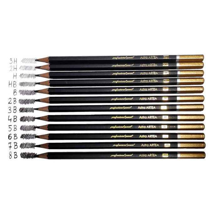 Zestaw ołówek 12szt 8B do 3H do szkicowania metalowym etui Art&Hobby ASTRA