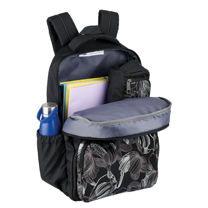 Plecak szkolny młodzieżowy czarny kwiaty 25l OXFORD