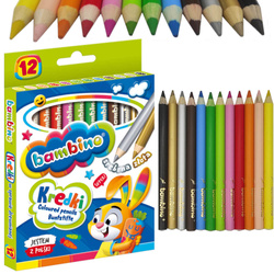 Kredki ołówkowe grube Jumbo w oprawie drewnianej 12 kolorów BAMBINO
