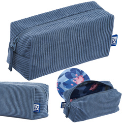 Piórnik kosmetyczka etui saszetka sztruksowy niebieski bloom OXFORD