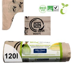 Worki biodegradowalne kompostowalne ATEST 120L 10szt