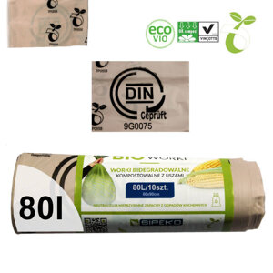 Worki biodegradowalne kompostowalne ATEST 80L 10szt
