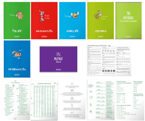 Zestaw zeszyt przedmiotowy klasa 4, 5x A5 60k z okładką PP i 2x soft touch