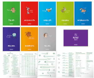 Zestaw zeszyt przedmiotowy klasa 5-6, 8x A5 60k z okładką PP 1x soft touch
