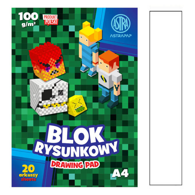 Blok rysunkowy A4 20 karte Minecraft 100g/m2 ASTRA