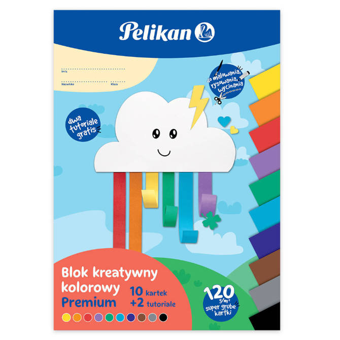 Blok rysunkowy kolorowy A4 10kartek 120g/m PELIKAN