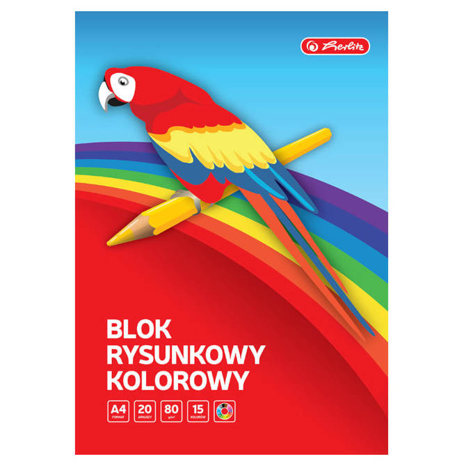 Blok rysunkowy kolorowy A4 20k 80g/m2 HERLITZ 10sz