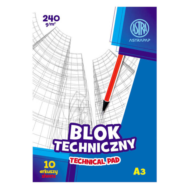 Blok techniczny A3 biały 10 kartek 240g/m2 ASTRA