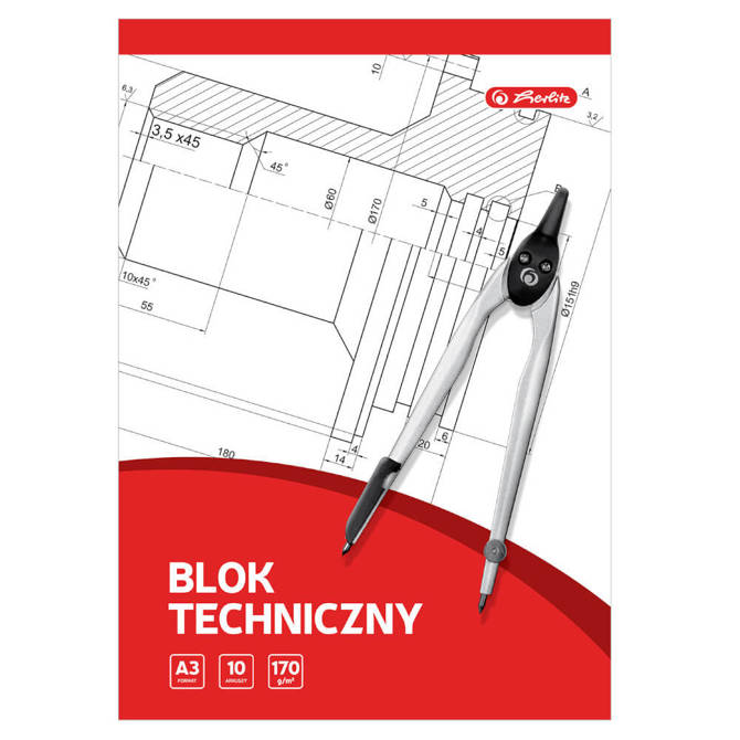 Blok techniczny A3 biały 10k 170g/m2 HERLITZ 10szt