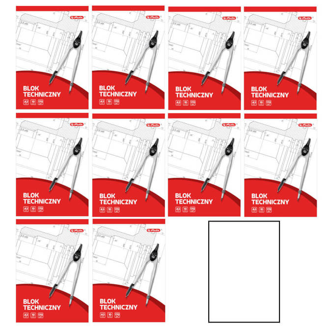 Blok techniczny A3 biały 10k 170g/m2 HERLITZ 10szt