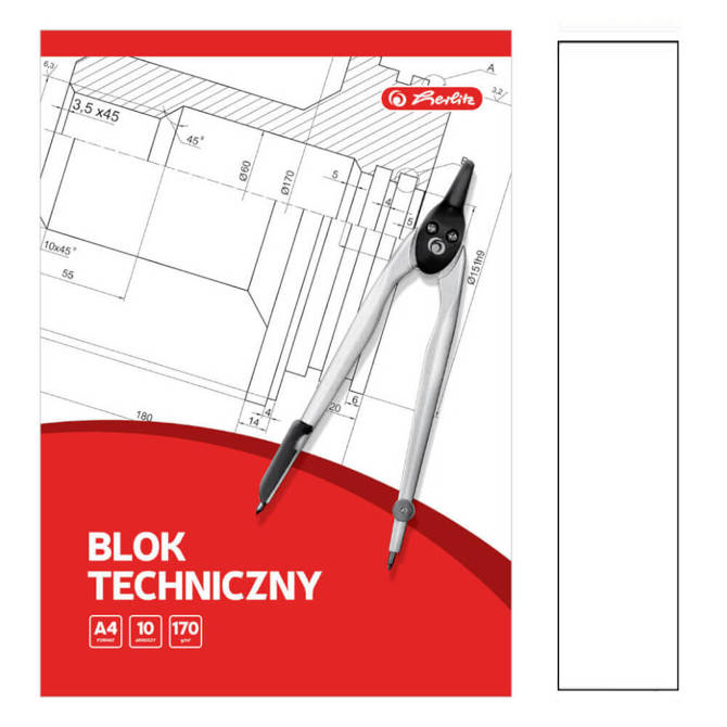 Blok techniczny A4 biały 10 kartek 170g/m2 HERLITZ