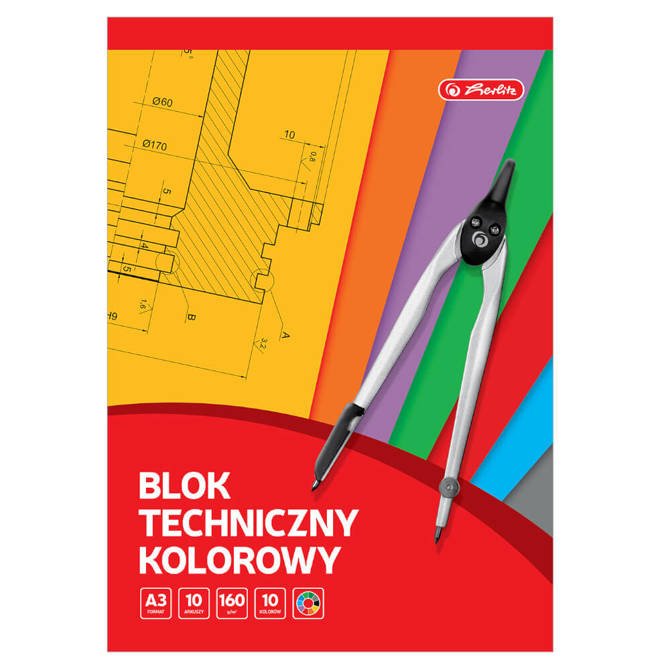 Blok techniczny kolorowy A3 10k 160g HERLITZ 5szt