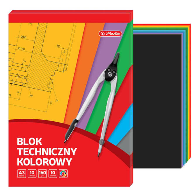 Blok techniczny kolorowy A3 10k 160g HERLITZ 5szt