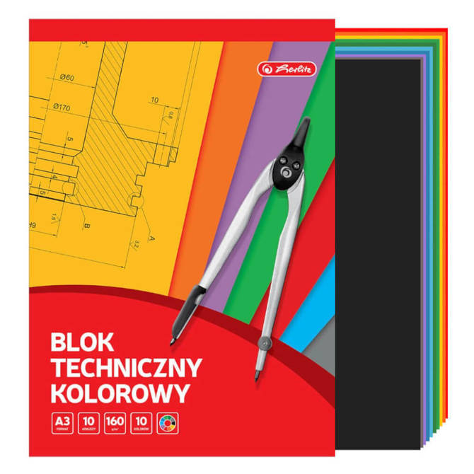 Blok techniczny kolorowy A3 10k 160g/m2 HERLITZ