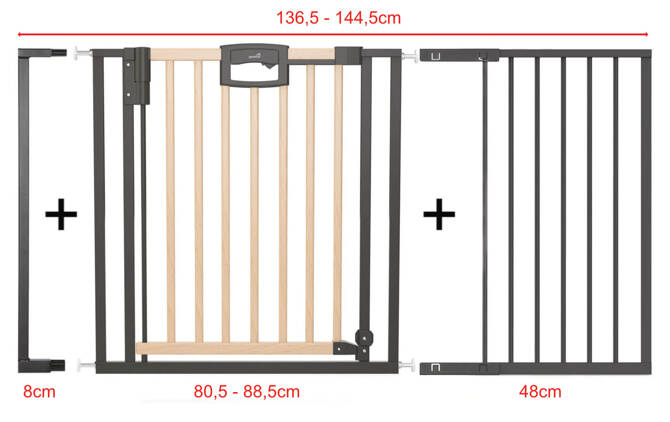 Bramka barierka rozporowa zabezpieczająca 136,5-144,5cm drzwi GEUTHER