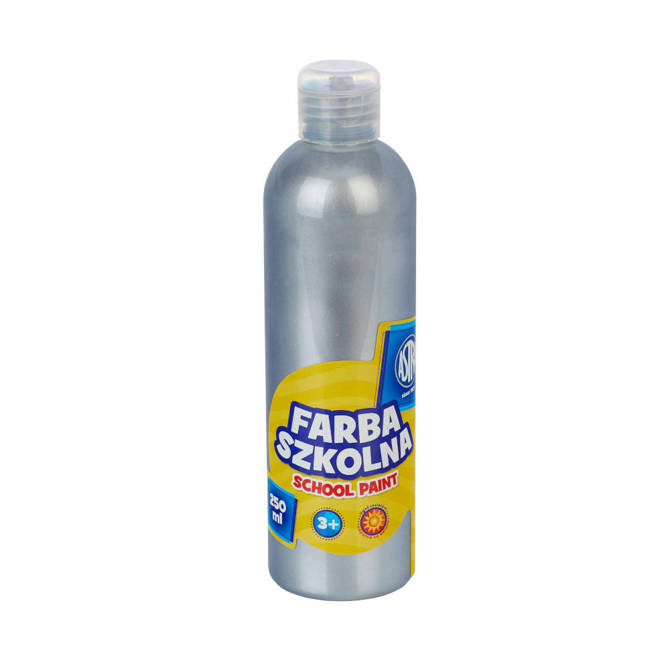 Farba plakatowa w butelce 250ml srebrna met ASTRA