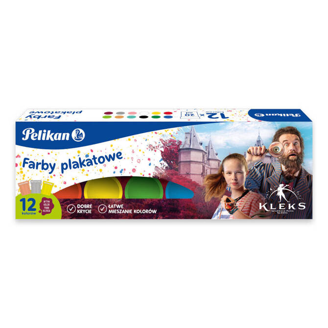 Farby plakatowe Akademia Pana Kleksa 12kol x 20ml nietoksyczne PELIKAN