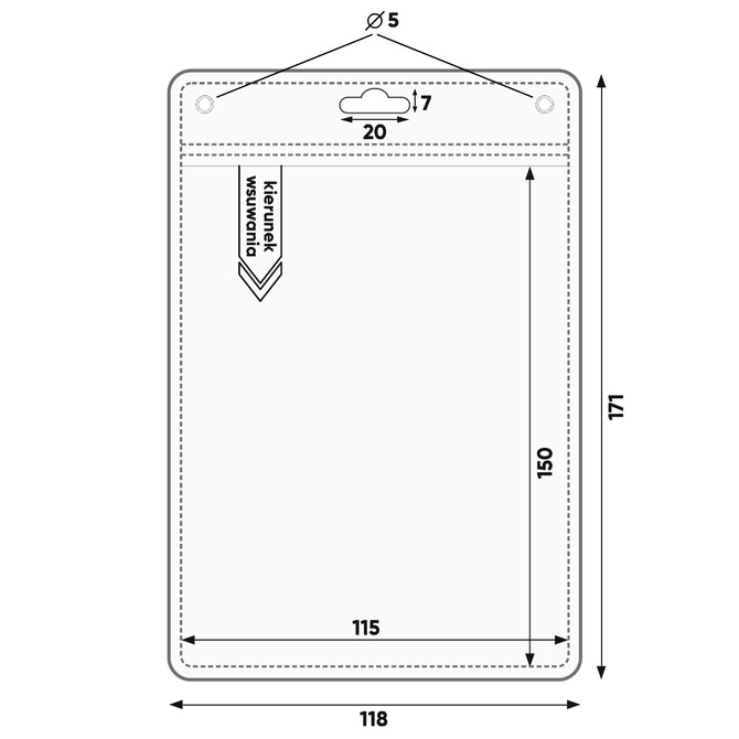 Identyfikator pionowy holder A6 przezroczysty targowy kieszonka 115x150mm