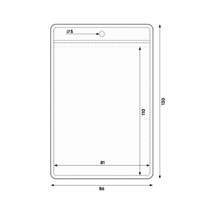 Identyfikator pionowy holder A7 przezroczysty targowy 81x110mm + smycz