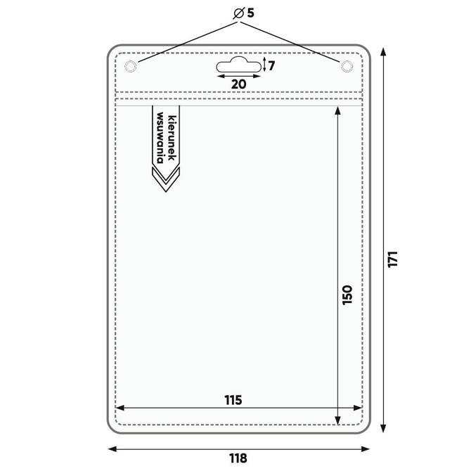 Identyfikator pionowy holder kieszonka A6 115x150mm + smycz 90cm x 20kpl