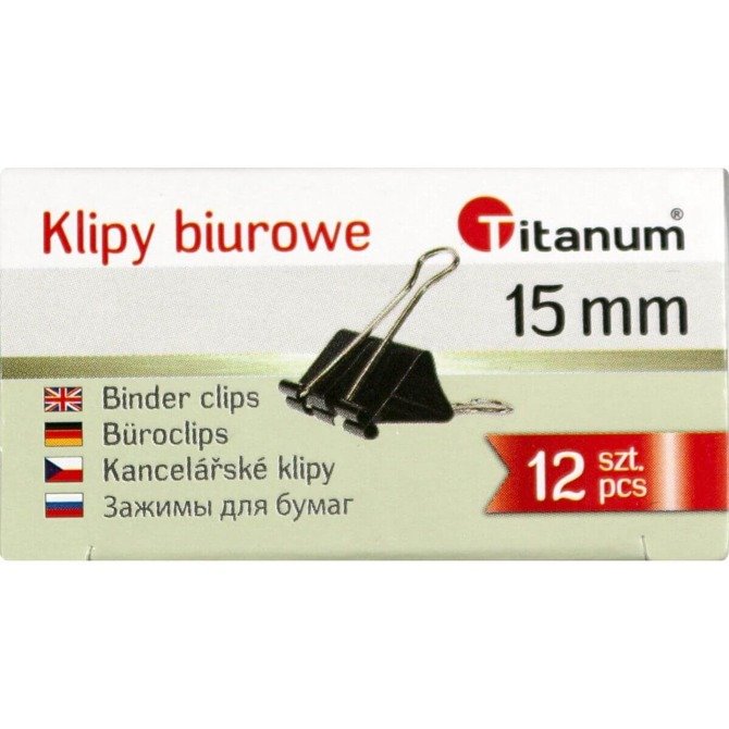 Klipy biurowe klip klipsy klamry czarne 15mm 12szt