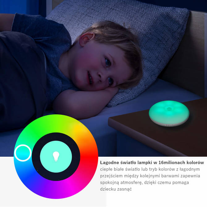 Lampka nocna LED USB Bluetooth aplikacja REER