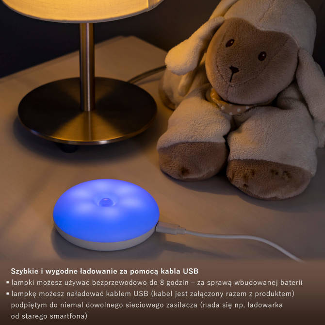 Lampka nocna LED USB Bluetooth aplikacja REER