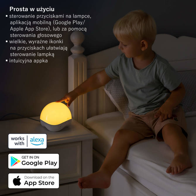 Lampka nocna LED aplikacja pozytywka timer REER