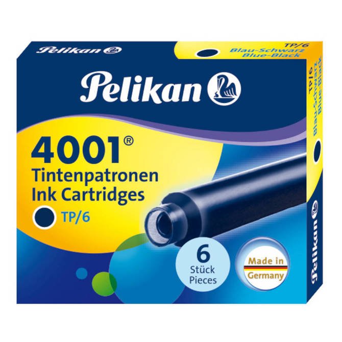 Naboje do pióra wiecznego krótkie 4001 TP/6 PELIKAN 60szt