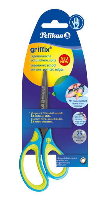 Nożyczki GRIFFIX tytanowe praworęcz 14,5cm PELIKAN