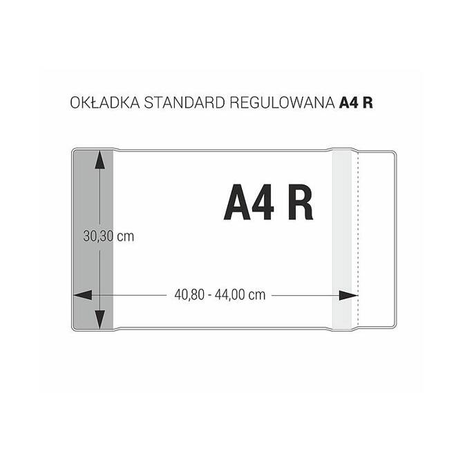 Okładka A4R regulowana 30,3cm x 40,8-44cm 10szt + zeszyt A4 60k kratka 1szt