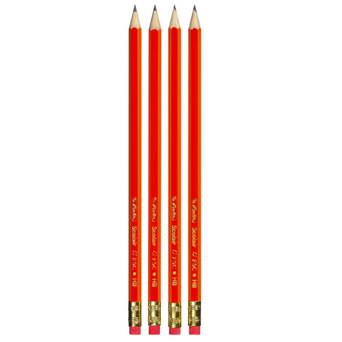 Ołówek HB z gumką drewniany szkolny biurowy 4szt HERLITZ