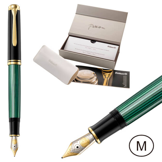 Pióro wieczne Souverän M1000 M Black-Green na prezent premium PELIKAN