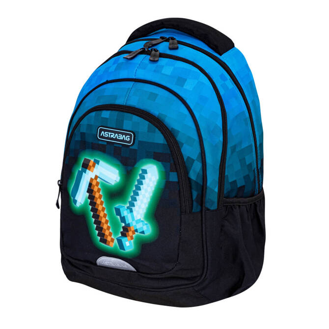 Plecak szkolny Minecraft Blue Pixel AB330 3 komorowy 20l ASTRABAG