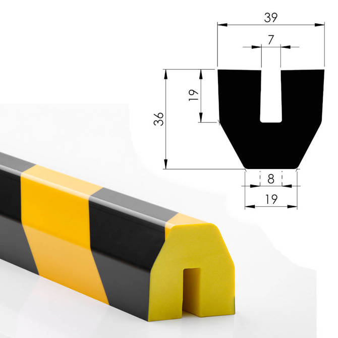 Profil ochronny ostrzegawczy krawędzi typ BB U 39x36mm 1m NOMA® PROTECT