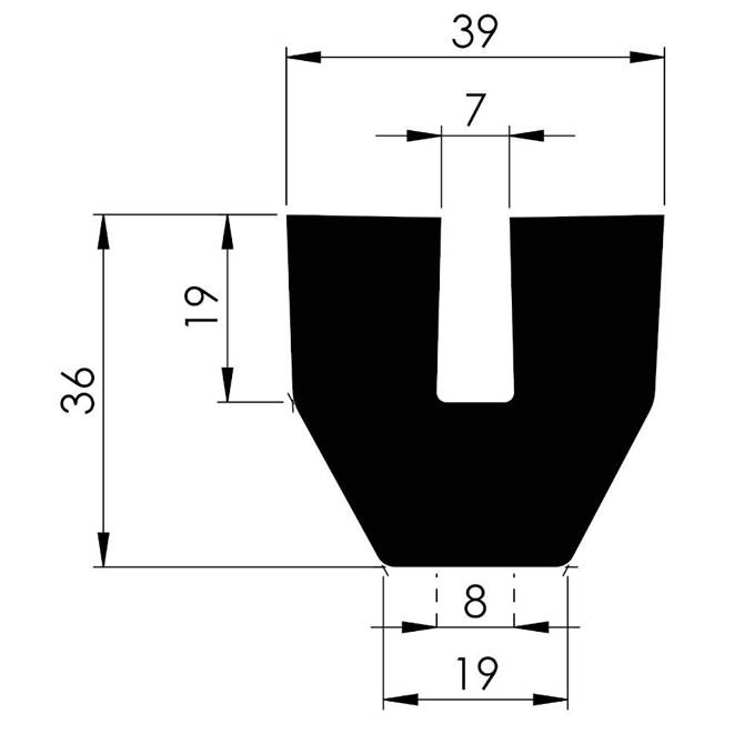 Profil ochronny ostrzegawczy krawędzi typ BB U 39x36mm 6m NOMA® PROTECT