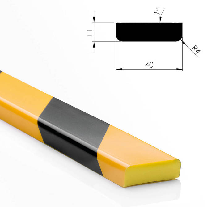 Profil ochronny ostrzegawczy krawędzi typ F P 40x11mm 1m NOMA® PROTECT