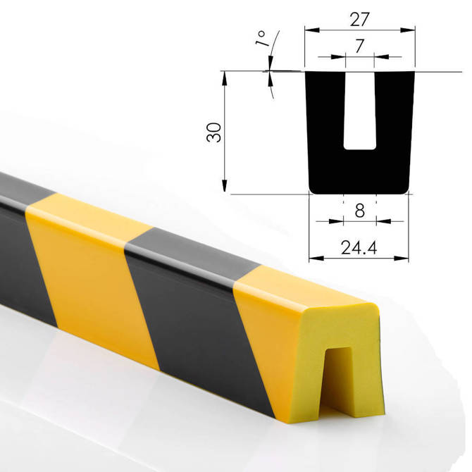 Profil ochronny ostrzegawczy krawędzi typ G U 27x30mm 1m NOMA® PROTECT