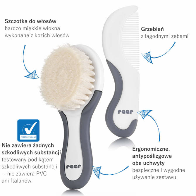Szczotka grzebień dla niemowląt koziego włosa REER